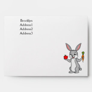 Cute bunny rabbit with vegetables cartoon envelope