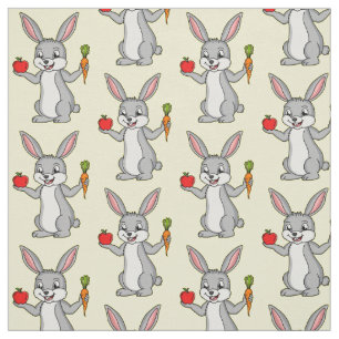 Cute bunny rabbit with vegetables cartoon fabric