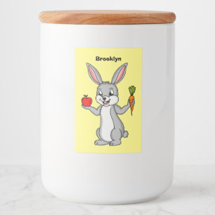 Cute bunny rabbit with vegetables cartoon food label