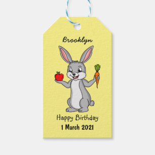 Cute bunny rabbit with vegetables cartoon gift tags