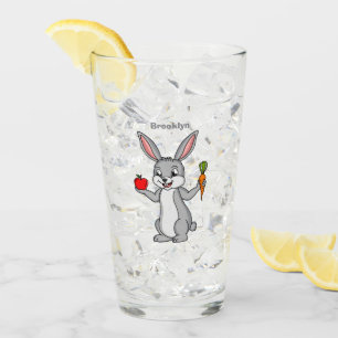 Cute bunny rabbit with vegetables cartoon glass