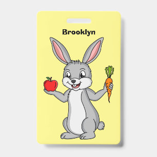 Cute bunny rabbit with vegetables cartoon ID badge