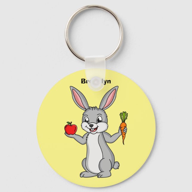 Cute bunny rabbit with vegetables cartoon key ring (Front)