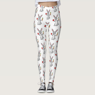 Cute bunny rabbit with vegetables cartoon leggings