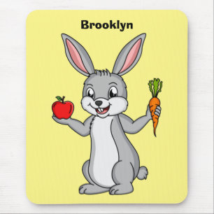 Cute bunny rabbit with vegetables cartoon mouse pad