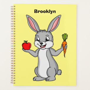 Cute bunny rabbit with vegetables cartoon planner