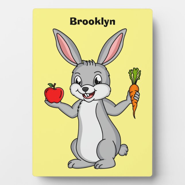 Cute bunny rabbit with vegetables cartoon plaque (Front)