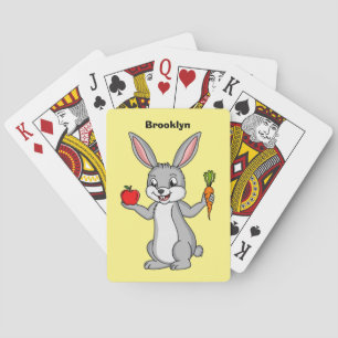 Cute bunny rabbit with vegetables cartoon  playing cards