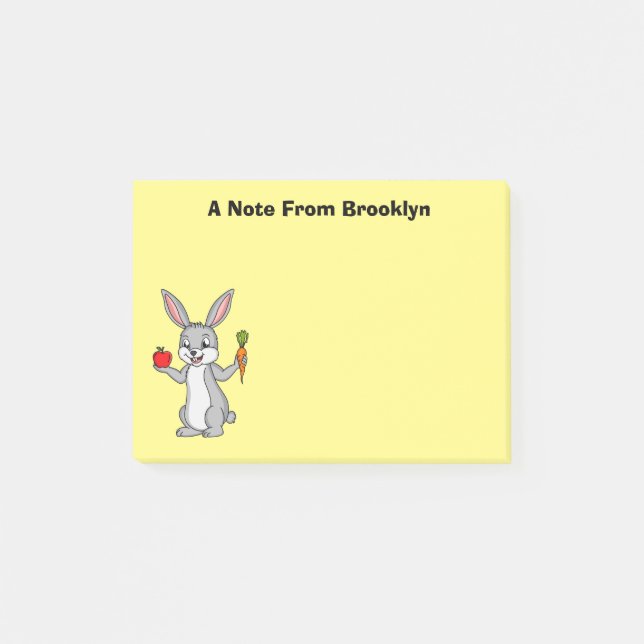 Cute bunny rabbit with vegetables cartoon  post-it notes (Front)