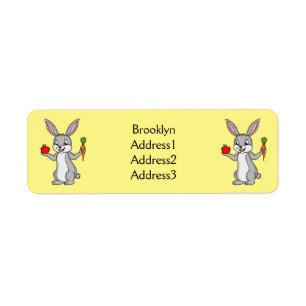Cute bunny rabbit with vegetables cartoon return address label