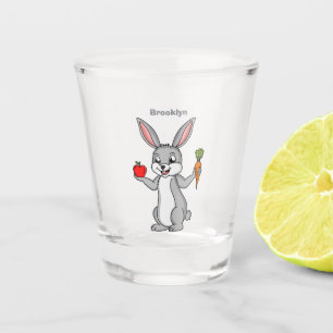 Cute bunny rabbit with vegetables cartoon shot glass