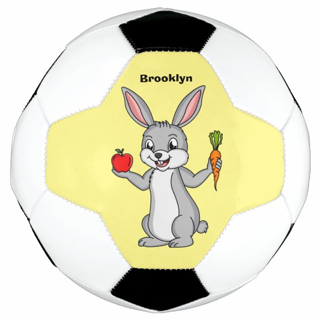 Cute bunny rabbit with vegetables cartoon soccer ball (Front)