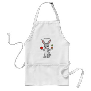 Cute bunny rabbit with vegetables cartoon standard apron