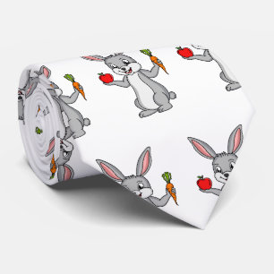 Cute bunny rabbit with vegetables cartoon tie