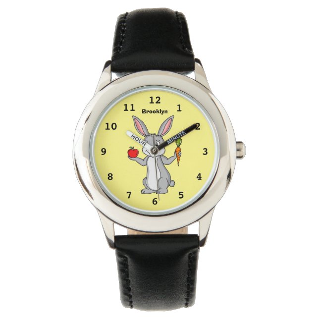 Cute bunny rabbit with vegetables cartoon watch (Front)