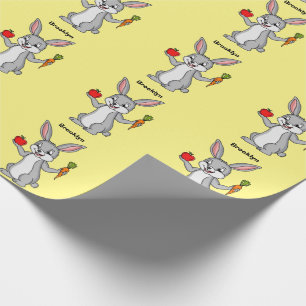 Cute bunny rabbit with vegetables cartoon wrapping paper