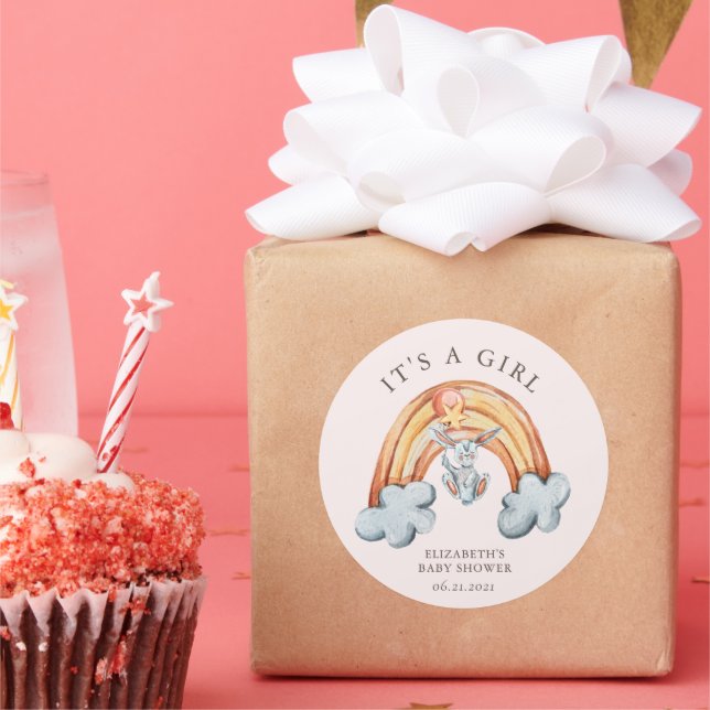 Cute Bunny Rainbow It's a Boy Sticker (Party)