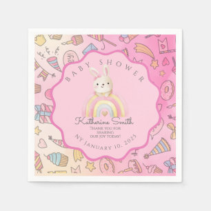 Cute bunny rainbow Shower Napkin