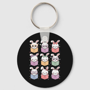 Cute Bunny Reading A Book Easter Bunny Teacher Rab Key Ring
