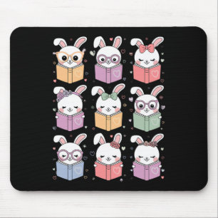 Cute Bunny Reading A Book Easter Bunny Teacher Rab Mouse Pad