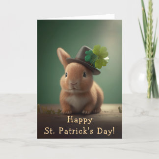 Cute Bunny Ready for St. Patrick's Day Holiday Card
