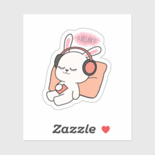 Cute Bunny “Relax” Sticker   Calm & Cozy Aesthetic
