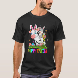 Cute Bunny Riding Cow Easter Egg Cute Rabbit Easte T-Shirt