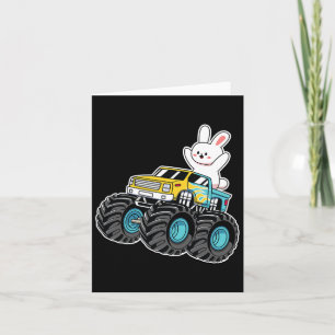 Cute Bunny Riding Monster Truck Easter Day Kids Gi Card