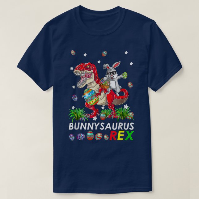 Cute Bunny saurus Rex T Rex Dino Dabbing Rabbit Ea T-Shirt (Design Front)