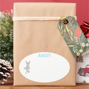 Cute Bunny School Name Label