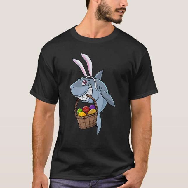 Cute Bunny Shark Easter For Boys Girls T-Shirt (Front)
