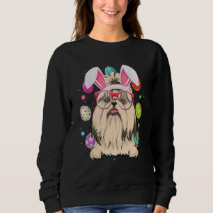 Cute Bunny Shih Tzu Dog Face Easter Eggs Easter Da Sweatshirt