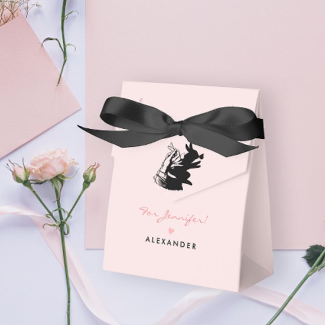 Cute Bunny Silhouette And Butterfly On Pink Party Favour Box (Creator Uploaded)