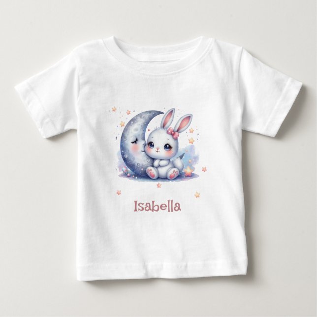 cute bunny sitting on the moon  baby T-Shirt (Front)