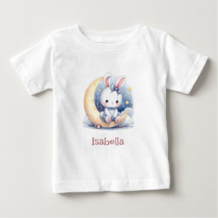 cute bunny sitting on the moon  baby T-Shirt