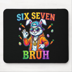 Cute Bunny Six Seven Bruh 6 7 Meme 67 Happy Easter Mouse Pad