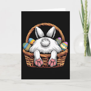 Cute Bunny Sket Hunting Chocolate Eggs Egg Hunt Ea Card