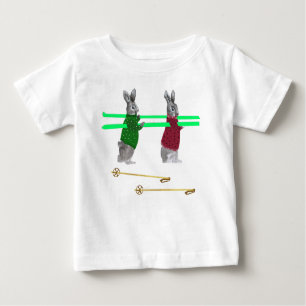 Cute Bunny Ski Illustration Baby T-Shirt