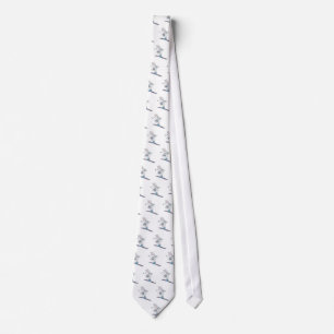 Cute bunny skiing love necktie