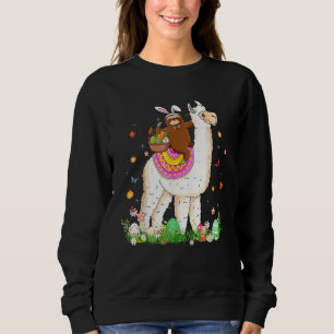 Cute Bunny Sloth Riding Llama Eggs Basket Happy Ea Sweatshirt