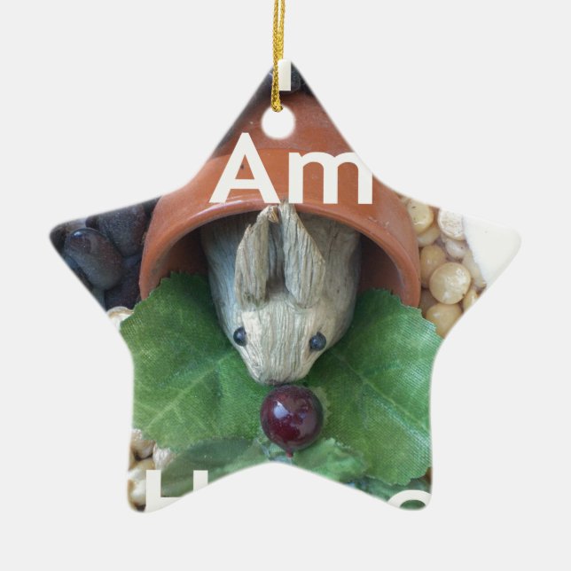Cute Bunny Snacking Ceramic Tree Decoration (Front)