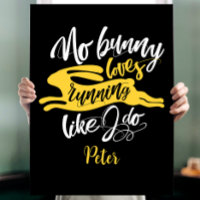 Cute Bunny Sport Run Motivation Black White Typo