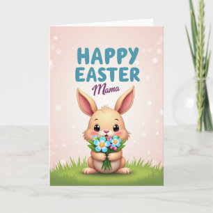 Cute Bunny Spring Bouquet Card