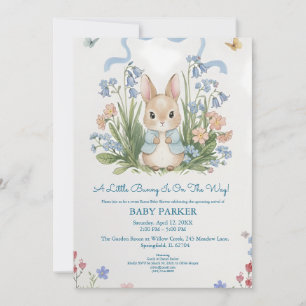 Cute Bunny Spring Floral Baby Shower Invitation