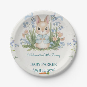 Cute Bunny Spring Floral Baby Shower Personalised Paper Plate