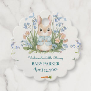 Cute Bunny Spring Floral Personalised Baby Shower Favour Tags