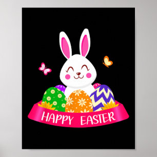 Cute Bunny Spring Hunt Eggs Rabbit Happy Easter Da Poster