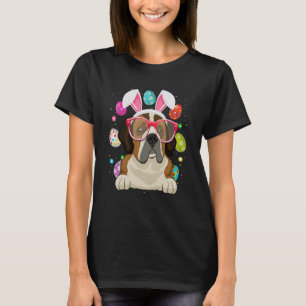 Cute Bunny St Bernard Dog Face Easter Eggs Easter  T-Shirt