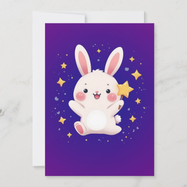 Cute Bunny Star Greeting Card (Front)