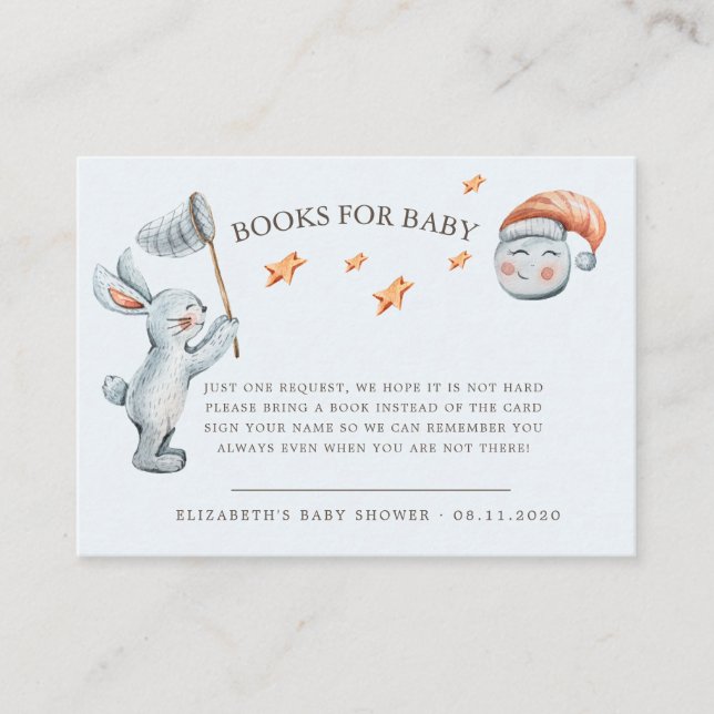 Cute Bunny Stars Rainbow Diaper Raffle  Enclosure Card (Front)